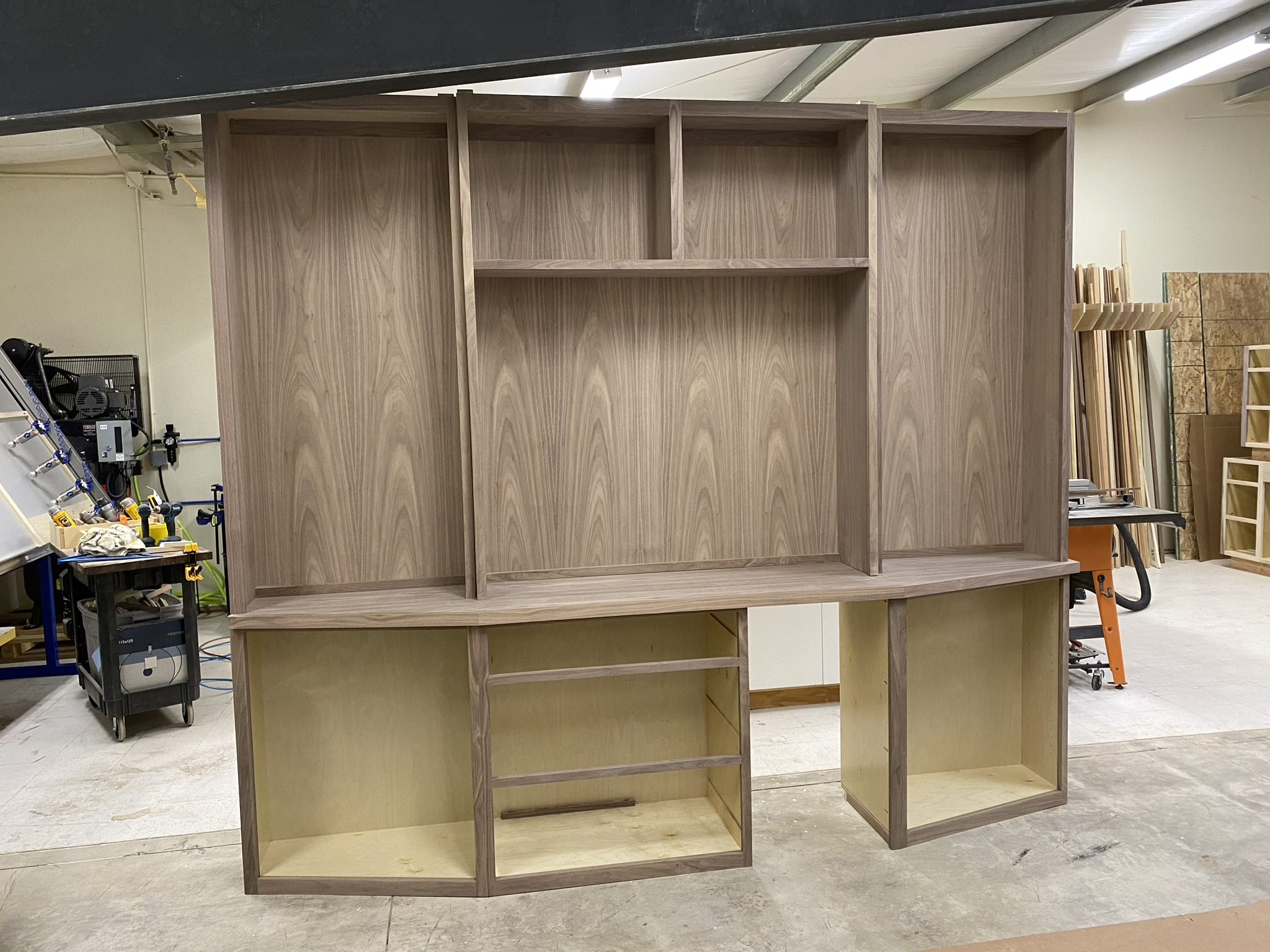 Cabinet carcasses being fabricated at the Walter's Custom Cabinets shop