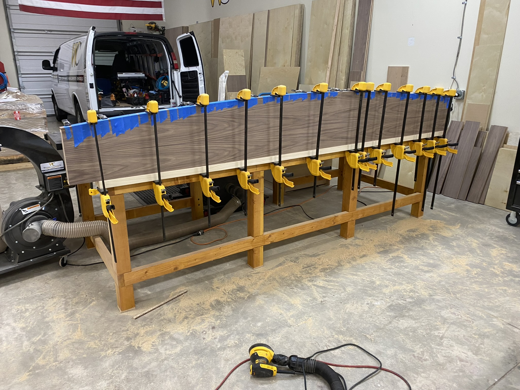 Custom cabinet glue-up and assembly detail in the Walter's shop